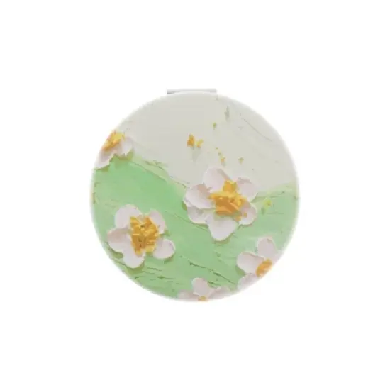 Unique Bargains Round Hand-drawn Makeup Mirror Green 1 Pc image {3}