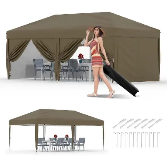 10'x20' Heavy Duty Canopy Tent, Commercial Instant Shelter with 6 Removable Walls, Waterproof Outdoor Event Cover image {9}