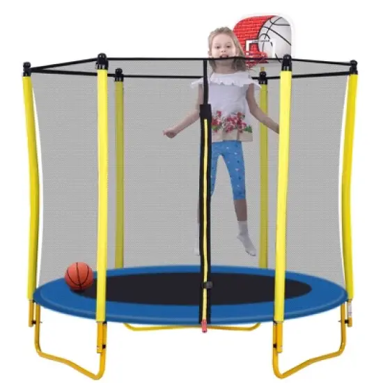 Dexmalle Outdoor & Indoor Mini Toddler Trampoline with Enclosure image {1}