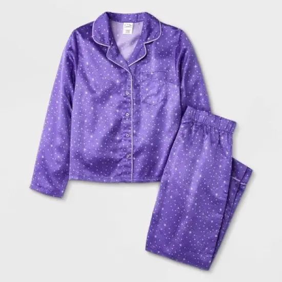 Girls' 2pc Satin Long Sleeve Coat Pajama Set - art class&trade; image {4}