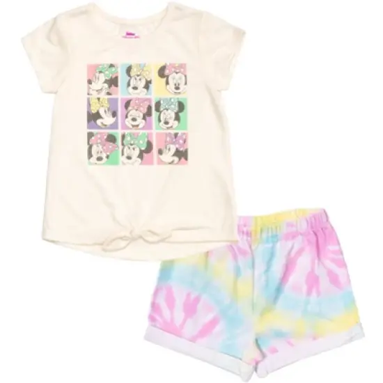 Disney Minnie Mouse Mickey Mouse T-Shirt and French Terry Shorts Outfit Set Toddler to Little Kid image {10}