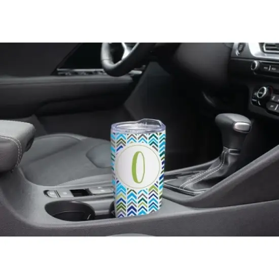 Elanze Designs O Monogram Herringbone Arrows Wrap-Around Design 20 Ounce Stainless Steel On-The-Go Coffee Mug, Thermal Travel Tumbler with Leak image {2}