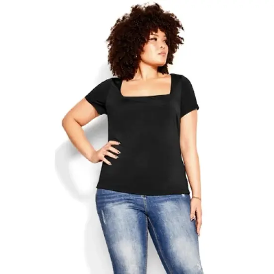 Women's Plus Size Suited Sleeve Top  - Black | CITY CHIC image {3}