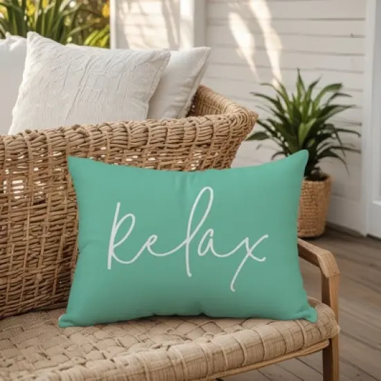 Creative Products Relax Thin Script Mint 14x20 Indoor / Outdoor Pillow image {4}