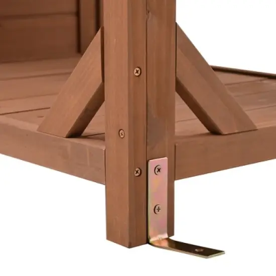 Garden Potting Bench Table Outdoor Patio Workstation with Drawer, Shelves, Cabinet, Pegboard with Hooks, Fir Wood Frame,Natural/White/Brown-ModernLuxe image {15}