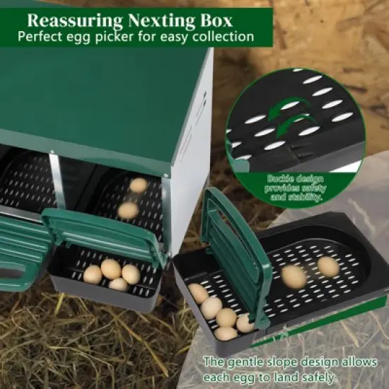Slickblue Chicken Coop Nesting Box, Hen-Friendly Design, Steel & Plastic, Single to Triple Compartment, Red/Green image {9}