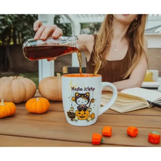 Silver Buffalo Sanrio Hello Kitty Pumpkin Patch Jumbo Curved Ceramic Latte Mug | Hold 25 Ounces image {3}