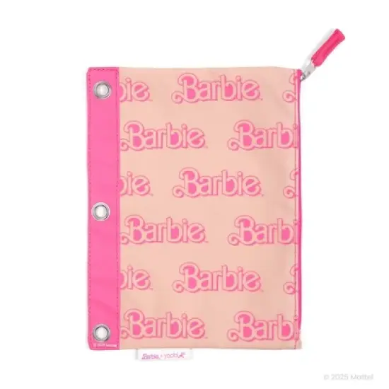 Yoobi Barbie Single Zip Binder Case Pink Barbie Logo Pattern, School Supplies image {6}