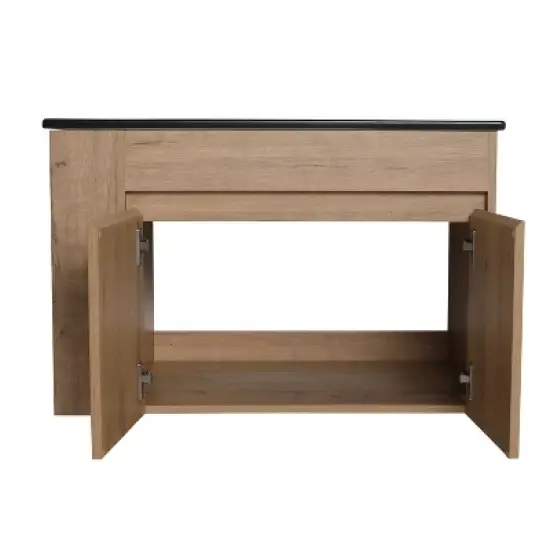 30" Bathroom Vanity with White Ceramic Basin and Adjustable Open Shelf - ModernLuxe image {6}