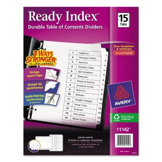 Avery Ready Index Customizable Table of Contents Black & White Dividers 15-Tab Ltr 11142 image {8}