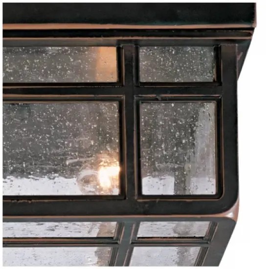 Kathy Ireland Sierra Craftsman Rustic Flush Mount Outdoor Ceiling Light Rubbed Bronze 5 1/2" Frosted Seeded Glass for Post Exterior Barn Deck House image {2}