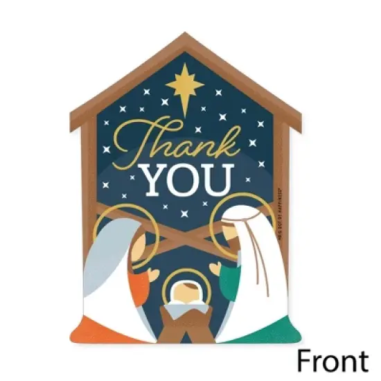 Big Dot of Happiness Holy Nativity - Shaped Thank You Cards - Manger Scene Religious Christmas Shaped Thank You Cards with Envelopes - Set of 12 image {2}
