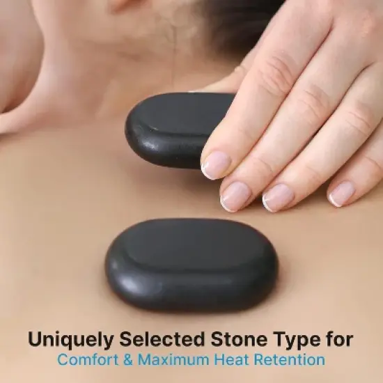 SereneLife 2 Pcs. Large Basalt Massage Stones with Travel Bag - Heated Stone Massage for Stress Relief, Muscle Tension, and Pain Relief image {3}
