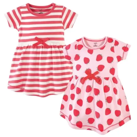 Touched by Nature Baby and Toddler Girl Organic Cotton Short-Sleeve Dresses 2pk, Strawberries image {3}