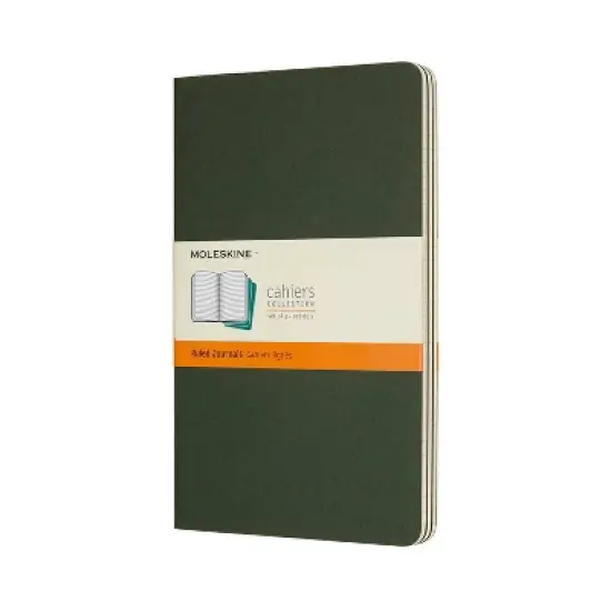 Moleskine 3pk 80pg Ruled Large Journal 8.27"x5.12" Cahier Myrtle Green: Pocket Notebook, Soft Cover, image {5}