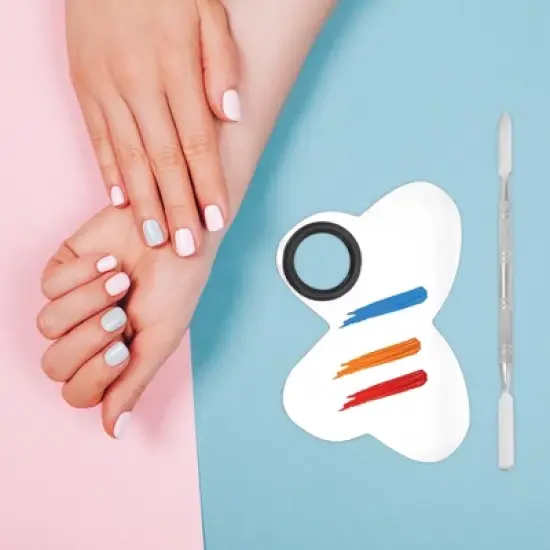 Unique Bargains Portable Butterfly Nail Art Palette Silver Tone 1 Set image {1}