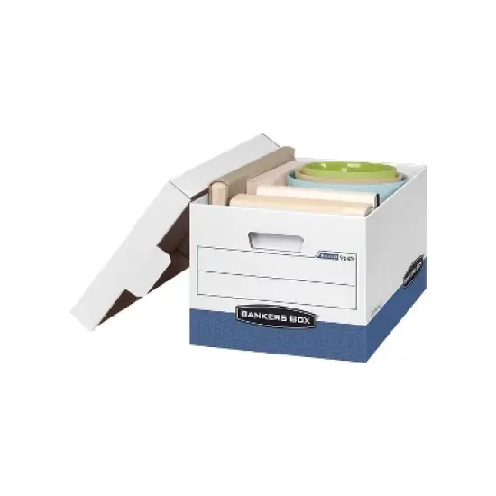 Bankers Box R-KIVE Max Storage Box Letter/Legal Locking Lid White/Blue 12/Carton 07243 image {2}