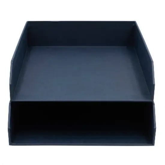 Bigso Hakan Letter Trays &ndash; 2-pack stackable organizers for A4/letter papers; stylish, sturdy, space-saving. image {2}