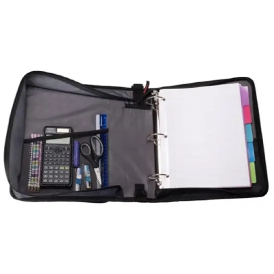Case-It 2 Inch 3 D-Ring Zipper Binder with Padded Laptop Case Workstation, Shoulder Strap image {1}