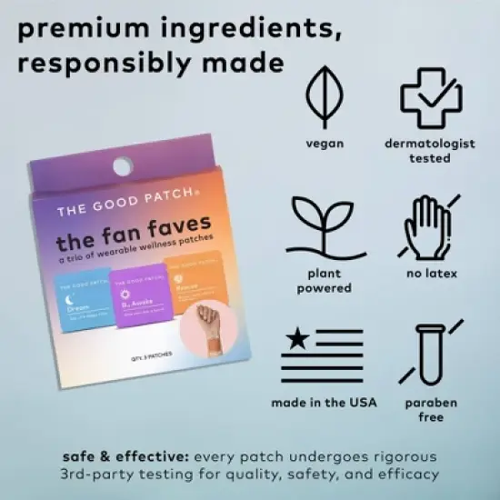 The Good Patch Fan Faves Set Plant-Based Vegan Wellness Patch - 3ct image {4}