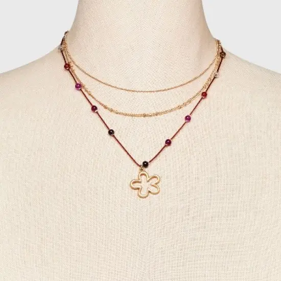 Mixed Quartz Stationed Chain and Beaded Necklace Set 3pc - Universal Thread&trade; image {1}