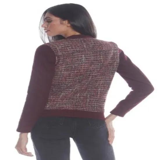 Members Only Women's Updated Tweed Varsity Jacket with Contrast Sleeve image {2}