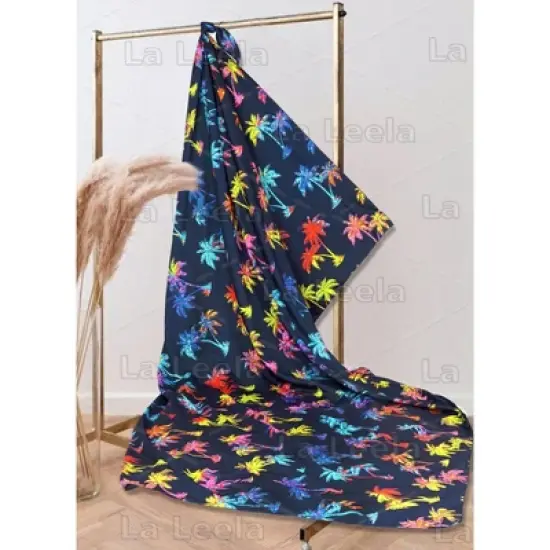 LA LEELA Men's Bath Trunk Swimsuits Summer Sarong Pareo Wrap One Size Palm Tree, Blue image {3}