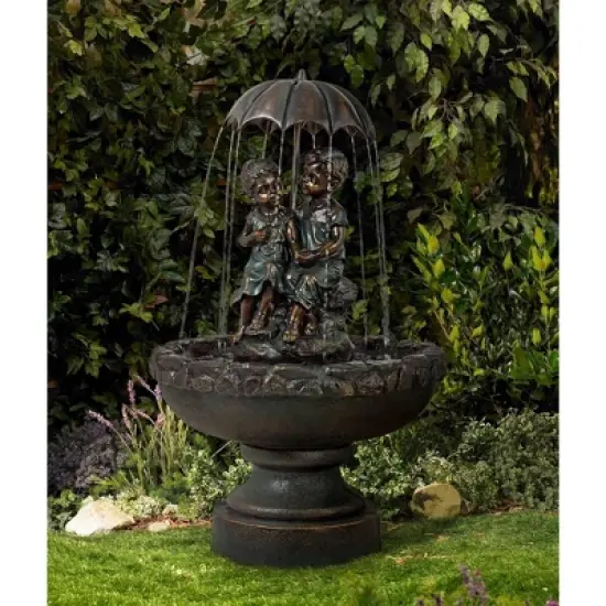John Timberland Boy and Girl Under Umbrella Modern Outdoor Water Fountain 40" for Yard Garden Patio Home Deck Porch House Exterior Balcony Roof Decor image {8}