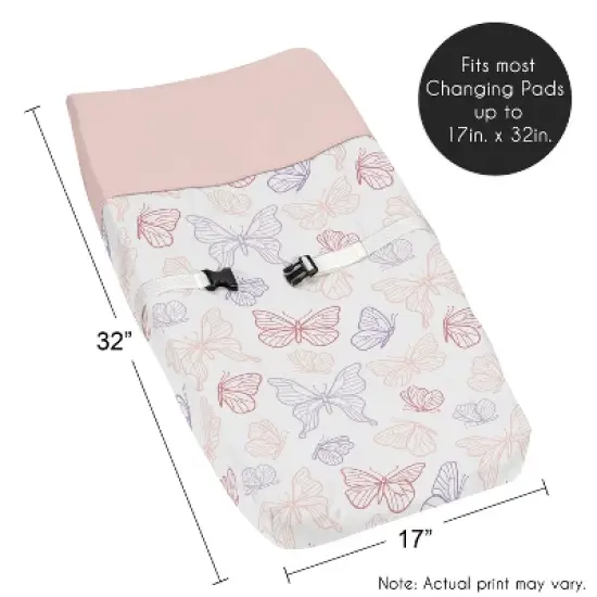 Sweet Jojo Designs Girl Changing Pad Cover Butterfly Pink Purple White image {4}