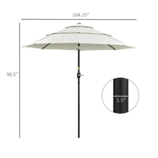 Akoasm 96.5 in. H Outdoor 3 Tiers Patio Umbrella with Crank & Push Button Tilt For Backyard , Lawn & Deck-Beige image {7}