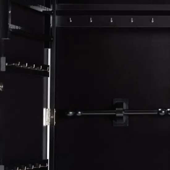 Pontus Wood Wall-Mountable Jewelry Armoire with Mirror - Baxton Studio image {5}