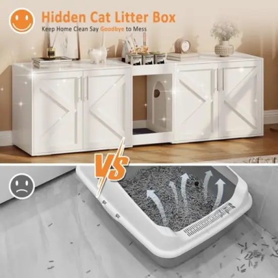 Cat Litter Box Enclosure,Hidden Litter Box Furniture for 2 Cats image {3}