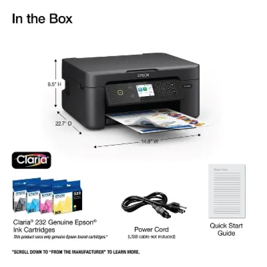 Epson Expression Home XP-4200 Wireless Color Inkjet All-in-One Printer, Copier, Scanner - Black: Up to 47.2" Document Compatible image {4}