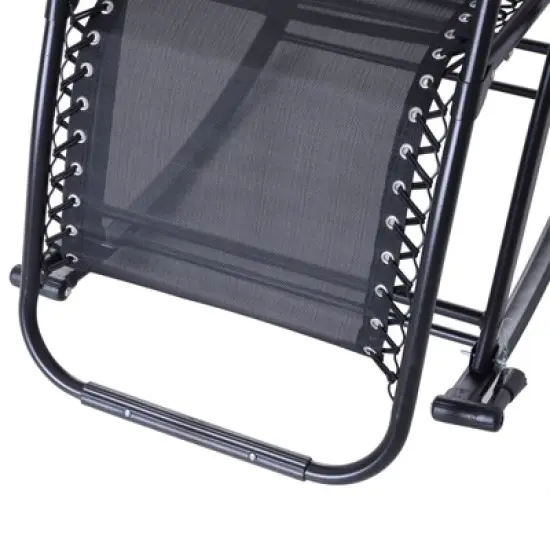 Outsunny Zero Gravity Reclining Rocking Chair, Lounge Rocker, Folding, Pillow, Side Tray, Cup and Phone Holder image {7}