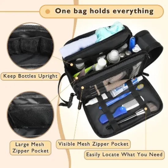 Tirrinia Travel Toiletry Bag for Men, Waterproof Leak-Proof Toiletries Organizer Dopp Kit Pouch for Gym, Daily Use & Essentials Storage image {2}