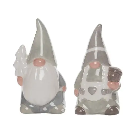 Transpac Dolomite Gray Christmas Birch Gnome Salt and Pepper Shakers Set of 2 Perfect for Holiday Decor image {4}