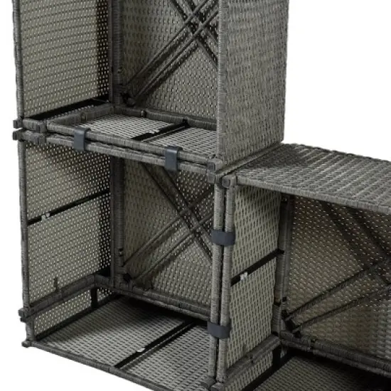 9pc Wicker Patio Conversation Set with Cushions - Blue - GODEER image {3}