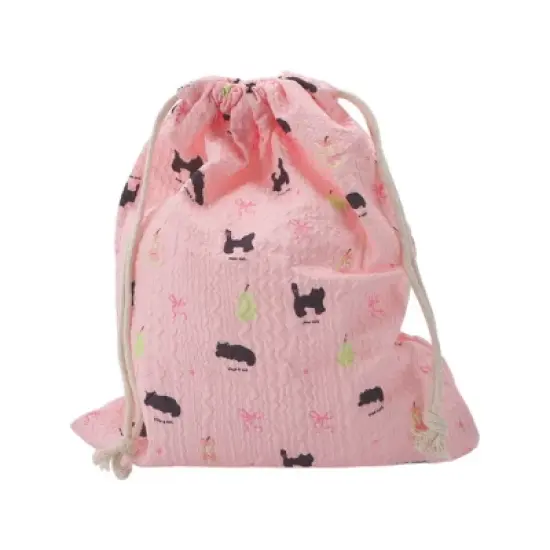 Unique Bargains Black Cat Pear Drawstring Makeup Bag Pink 1 Pc image {6}