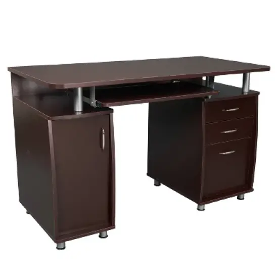 Complete Workstation Computer Desk with Storage Brown - Techni Mobili image {11}