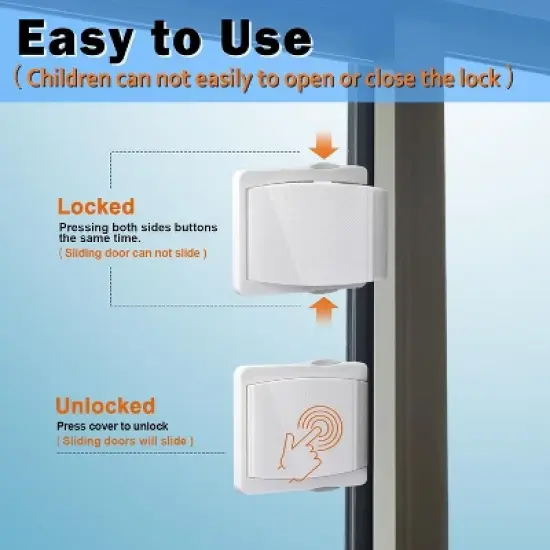 2 Pack Sliding Door Lock, Child Pets Safety Lock for Sliding Glass Doors, Sliding Windows, Sliding Closet image {4}