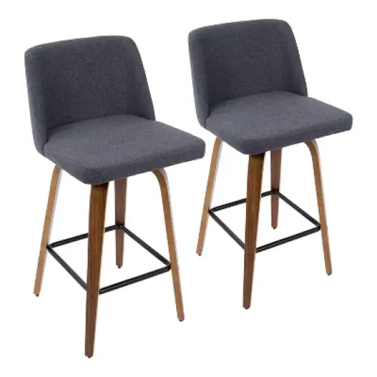 Set of 2 Toriano Mid-Century Modern Counter Height Barstool - LumiSource image {8}