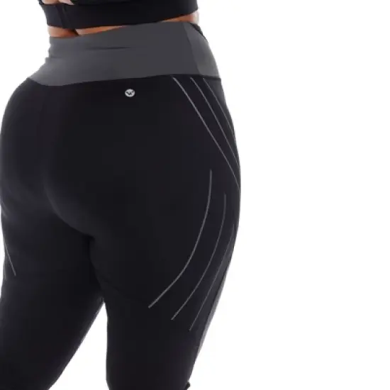 White Mark - Plus Size High-Waist Reflective Piping Fitness Leggings image {3}