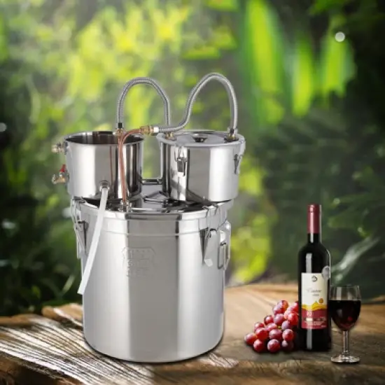 3 Gal Still, Double Cooled Alcohol Still, Home Commercial Style Brewing Kit, 3 Stainless Steel Barrels, With Built-In Thermometer and Water Pump image {7}