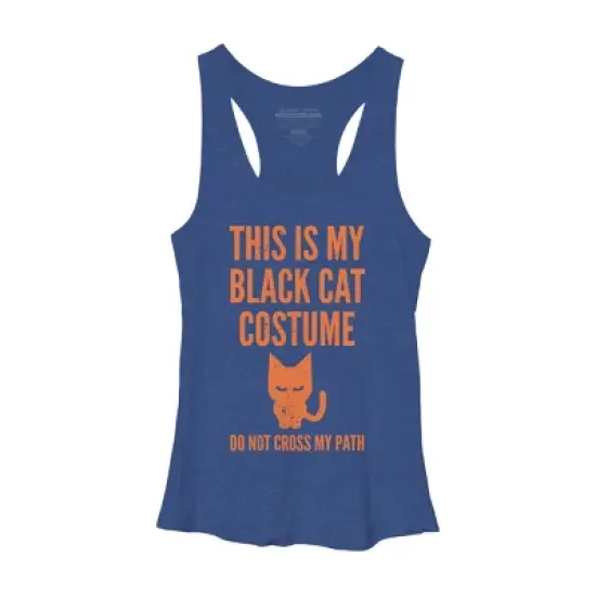 Women's Design By Humans Halloween Introvert Black Cat Costume By Commykaze Racerback Tank Top image {6}