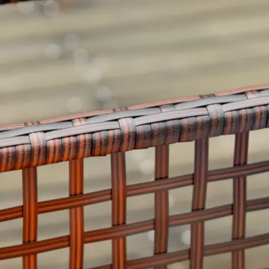 Outsunny Wheeled Patio Wicker Pool Float Storage, Pool Caddy w/ Compartment & Basket image {5}