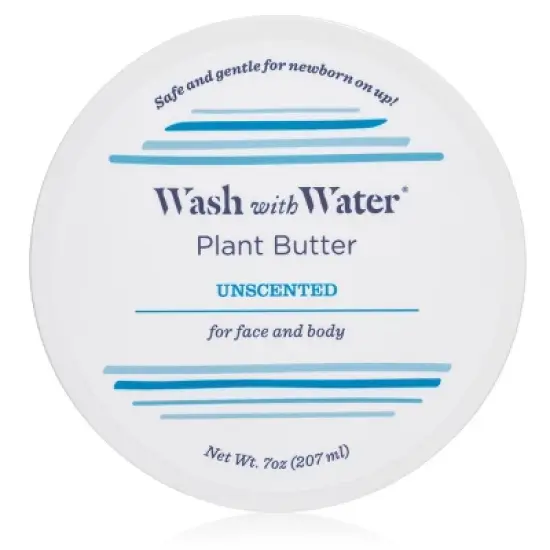 Wash With Water Plant Body Butter (Unscented), Vegan Healing Ointment Cream for Dry & Sensitive Skin, 7 oz Tub image {9}