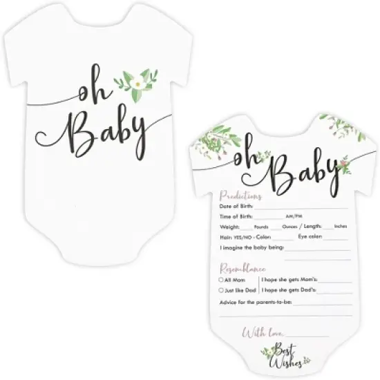 Sparkle and Bash 50 Pack Girl Baby Shower Prediction and Advice Cards for Parents to Be, Party Game with Floral Design, 5 x 7 In image {3}
