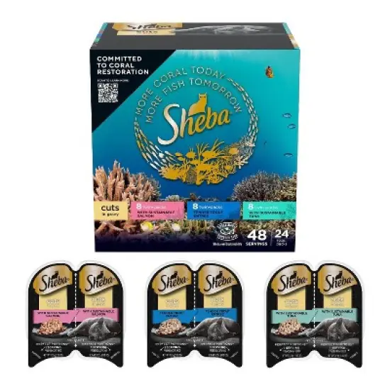 Sheba Perfect Portions Cuts in Gravy Salmon, Trout Fish and Tuna Flavor Variety Pack Wet Cat Food - 63.4oz image {1}