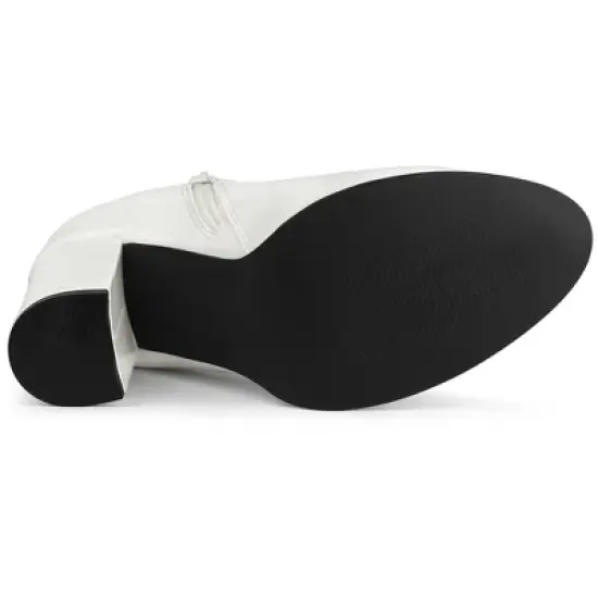 Allegra K Women's Round Toe Zipper Chunky Heels Ankle Boots image {5}