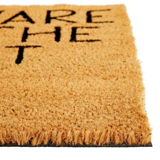 Juvale 17 x 30 In Beware of The Cat Welcome Mat for Front Door, Natural Coir Doormat image {3}